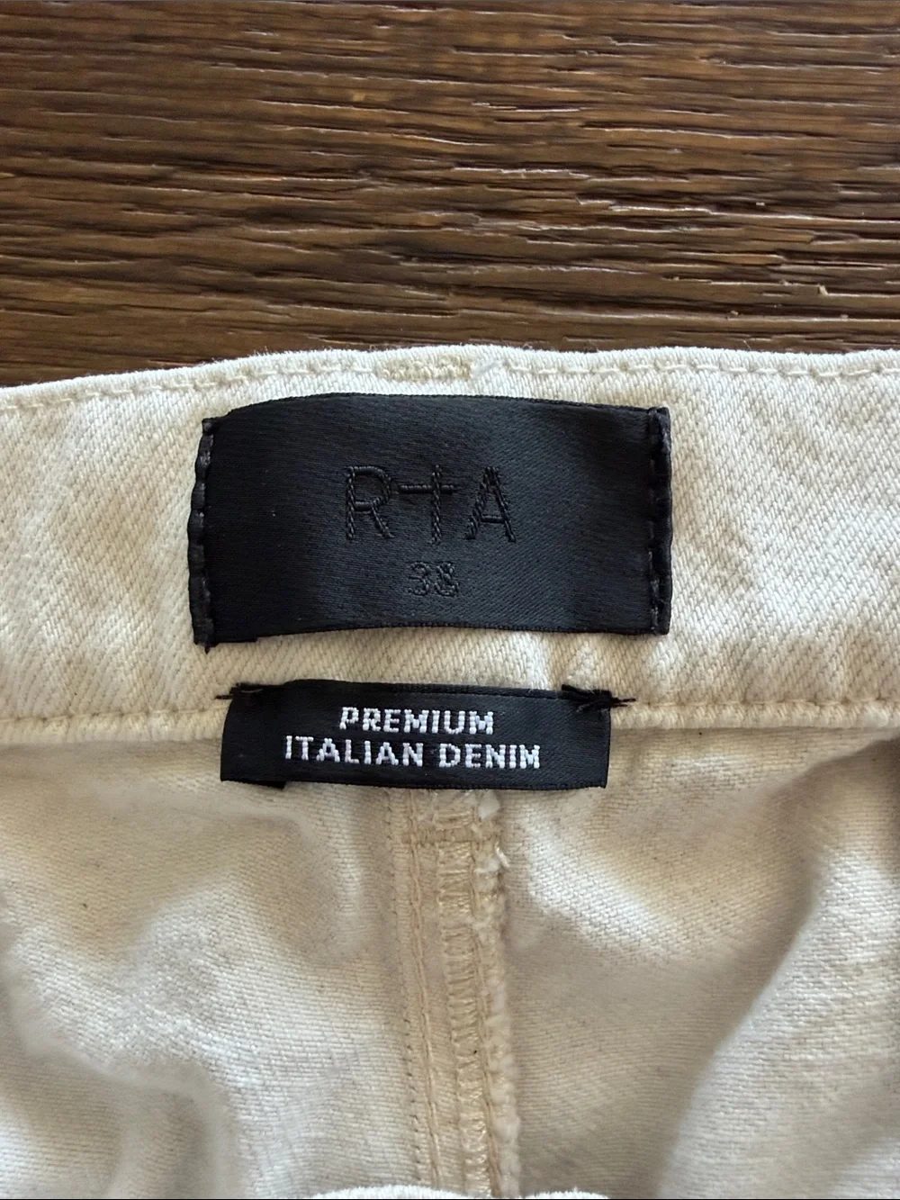 RtA Men’s Cargo Pants - White with Black Wash Effect Premium Italian Denim